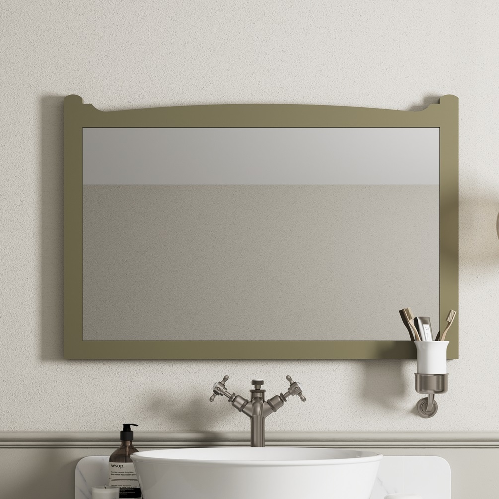 Product lifestyle image of Burlington Guild Carlyle Green 850mm x 570mm Bathroom Mirror GU8557CG